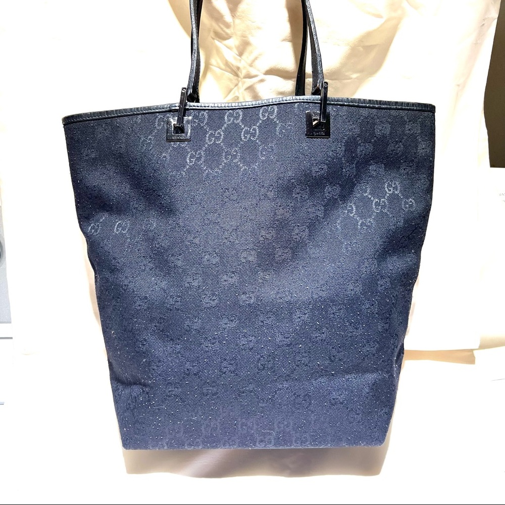 AUTHENTIC GUCCI MADE IN ITALY SIGNATURE LOGO PRINT LARGE TOTE BAG